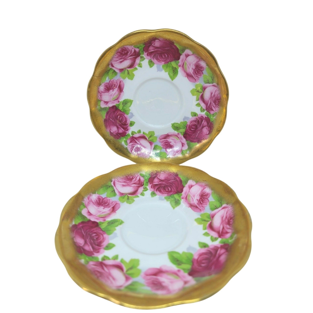 TWO Rare Vintage Royal Albert Old Country Roses Bone China Tea Saucer Dishes